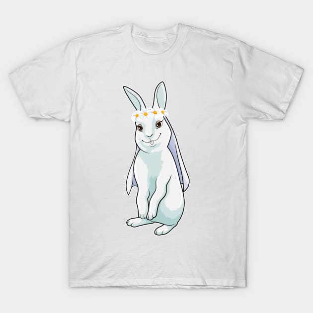 Bunny as Bride with Wreath of flowers T-Shirt by Markus Schnabel